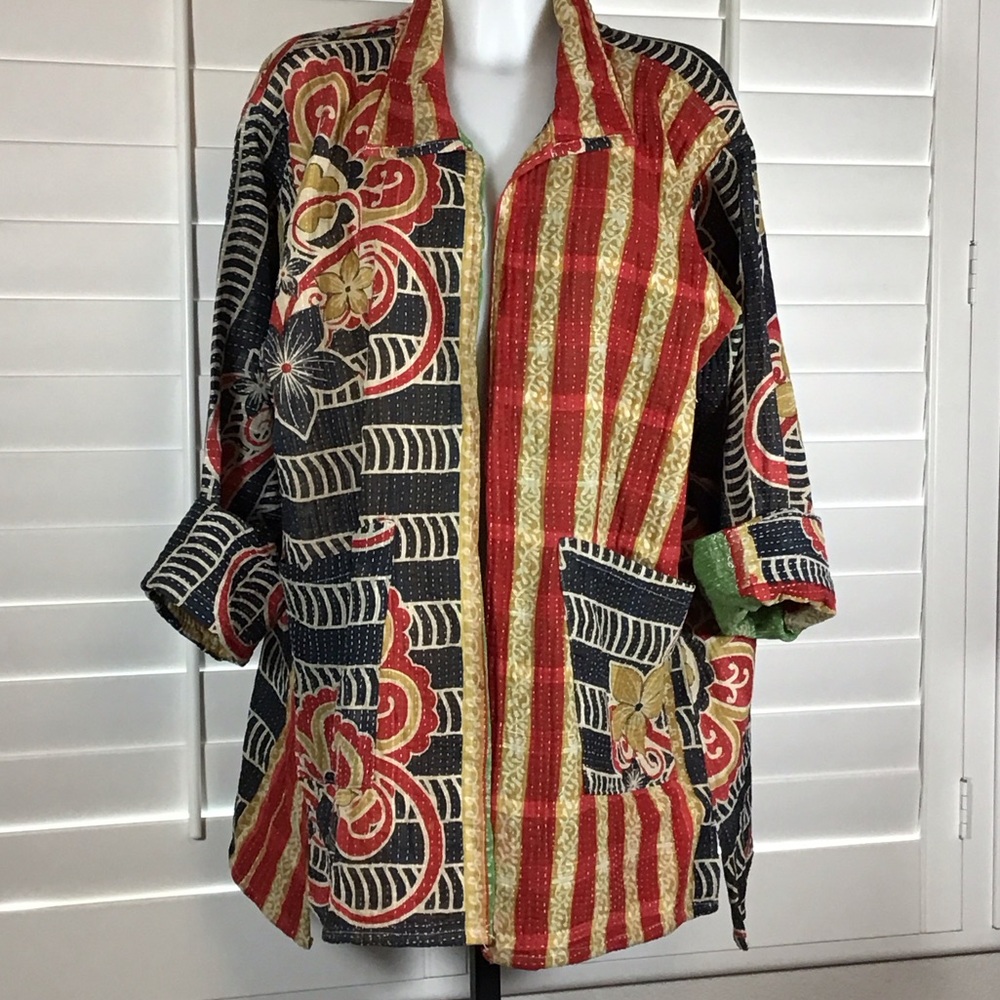 Karma Living kantha cloth reversible coat